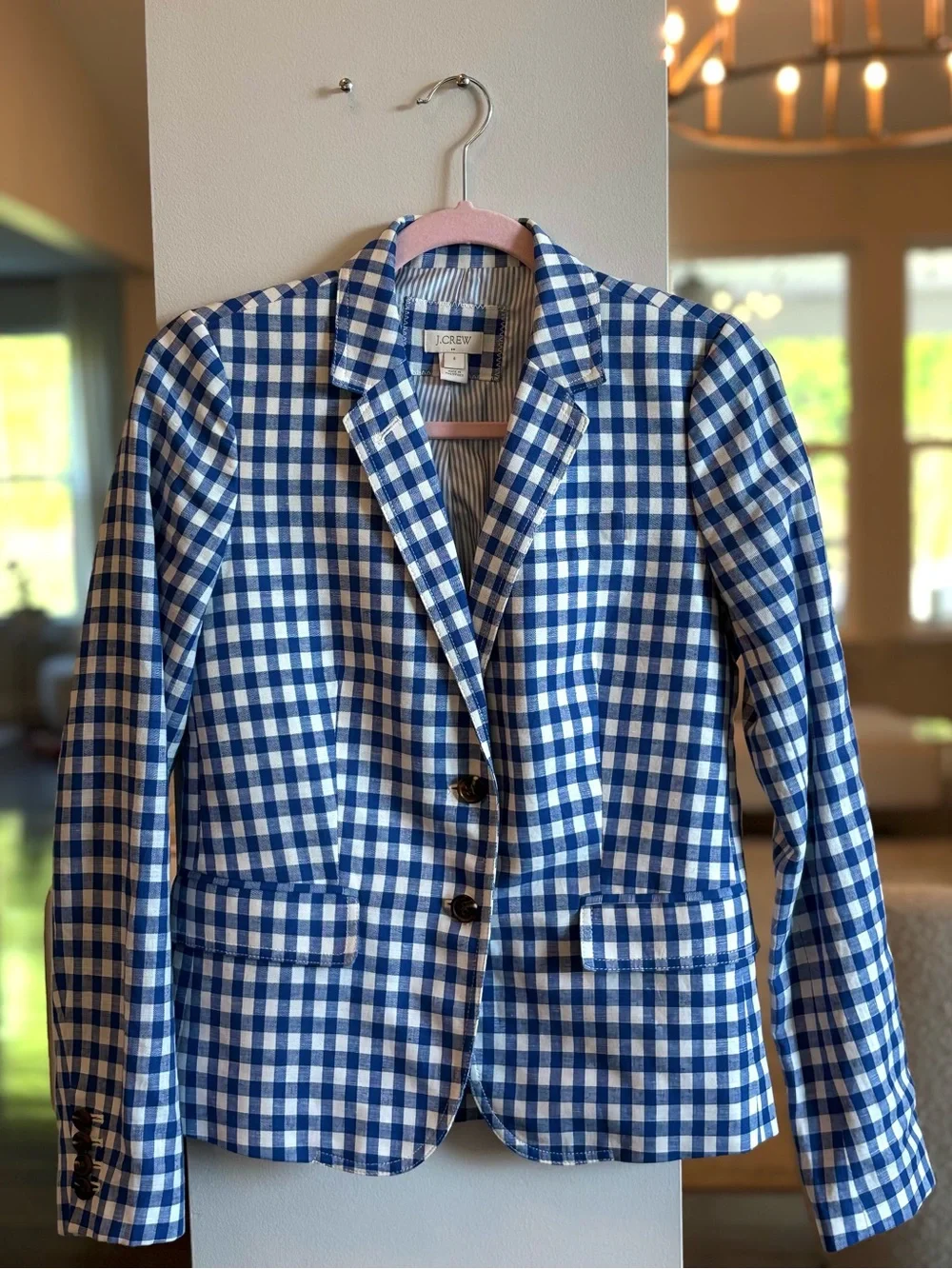 J.Crew Blue Gingham Blazer – Size 4 - Picture 3 of 7